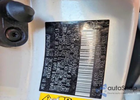 2019 Lexus Es 350 z USA, uszkodzony, nr VIN 58ABZ1B1XKU030617